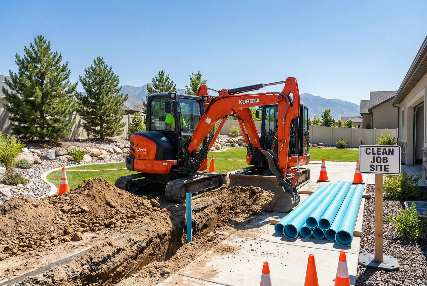 Plumbing excavation and concrete work in Tooele, Utah