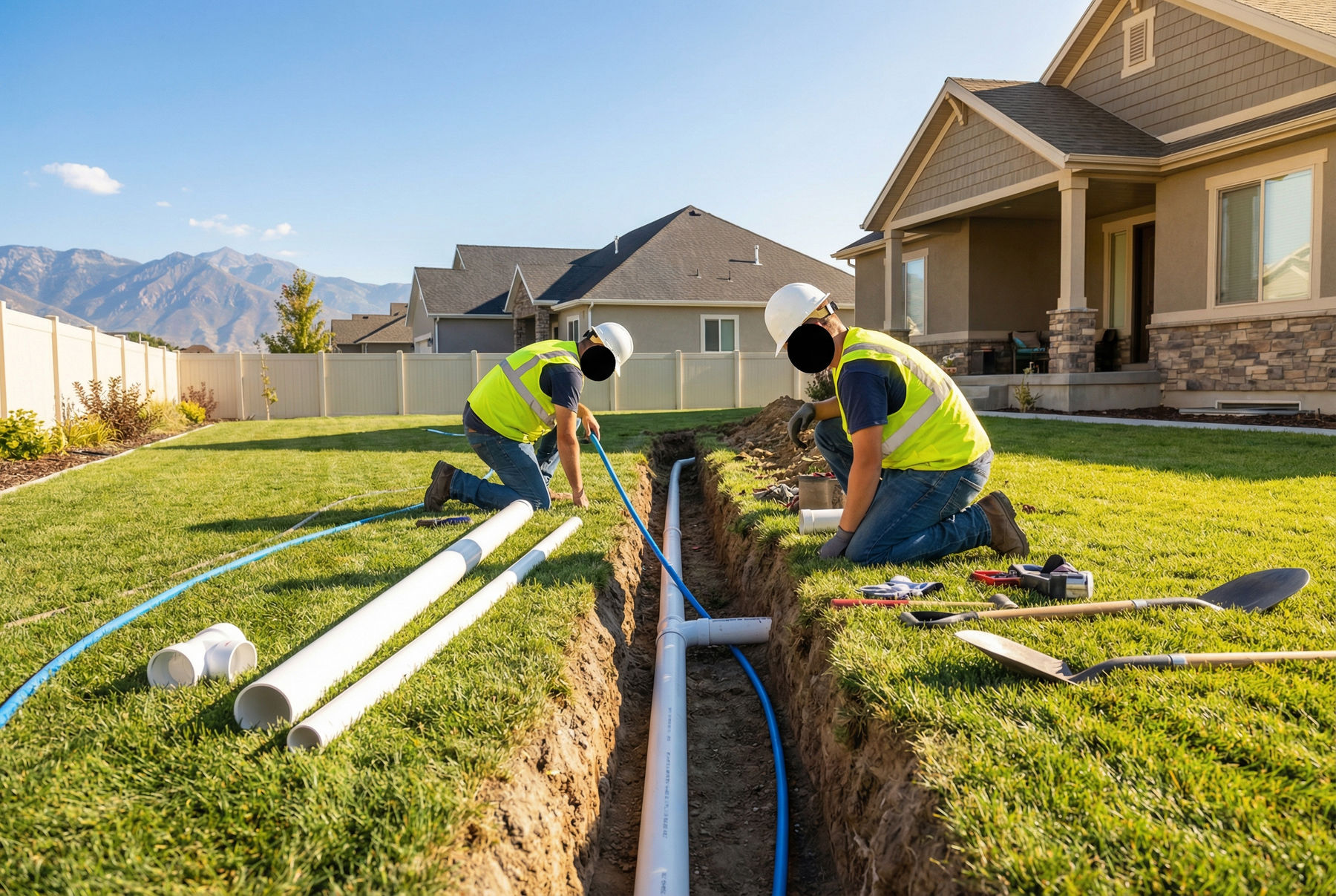 Sewer line replacement and water main repair in Utah